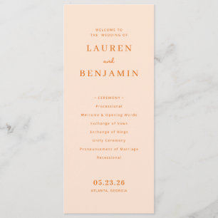 Elegant Peach Wedding Ceremony Program