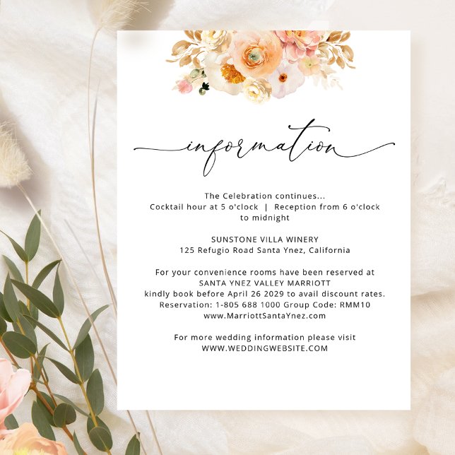 Elegant Peach Wedding Details / Information Enclosure Card (Creator Uploaded)