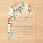 Elegant Peach White Floral Eucalyptus Wedding Arch Acrylic Invitations<br><div class="desc">Beautiful and elegant peach and cream watercolor floral and greenery botanical watercolor arch-shaped acrylic wedding invitation with a clear,  see-through background.</div>