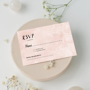 Elegant peach white flower lace frame RSVP Invitation