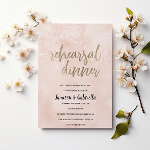 Elegant peach white flower lace Rehearsal Dinner  Invitation