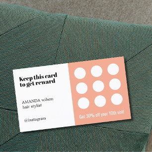 Elegant Peach White Pastel Salon  Loyalty Card