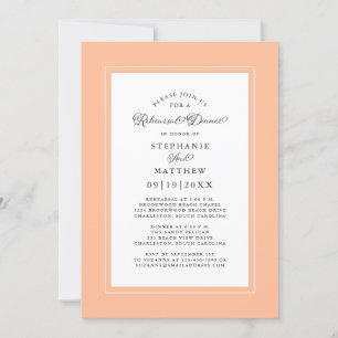 Elegant Peach White Wedding Rehearsal Dinner Chic Invitation