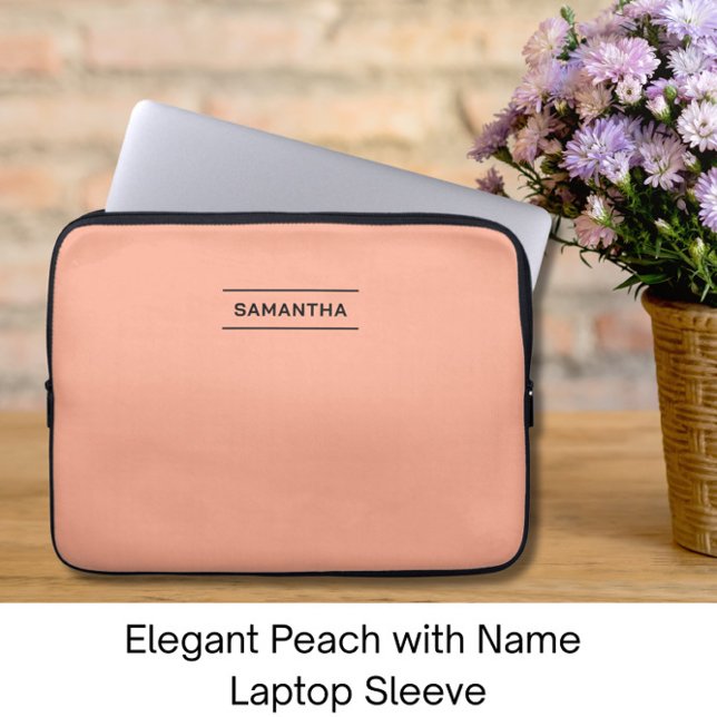 Elegant Peach with Name Laptop Sleeve (Creator Uploaded)
