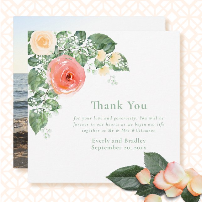 Elegant Peach Yellow Roses Watercolor Wedding  Invitation (Creator Uploaded)