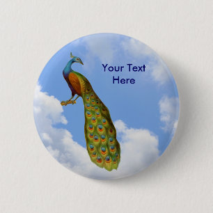Elegant Peacock Animal Button