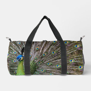 Elegant Peacock Bird and Feather Artwork Duffle Bag