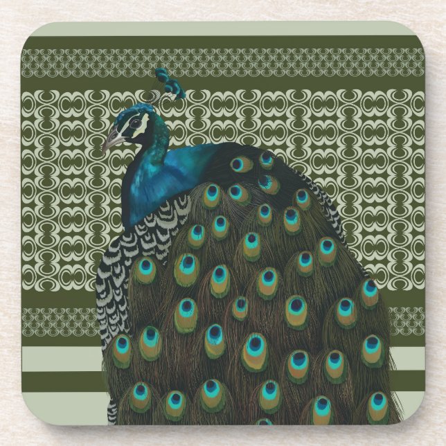 Elegant Peacock Bird Bird Lovers Coaster (Front)