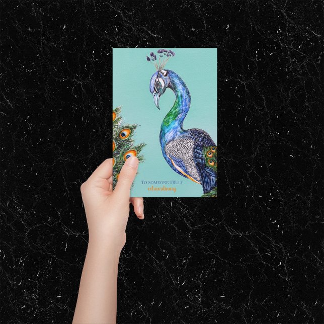 Elegant Peacock Birthday Folded Greeting Card (Creator Uploaded)