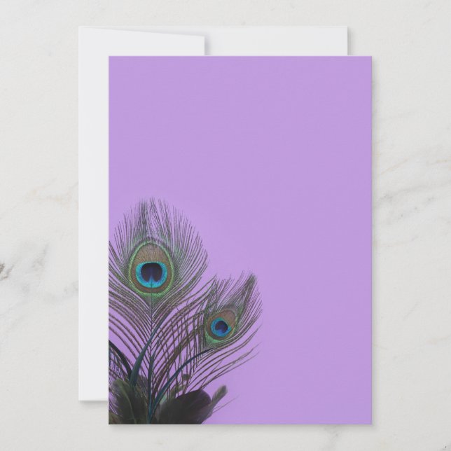 Elegant Peacock Blank Invitation (purple) (Front)