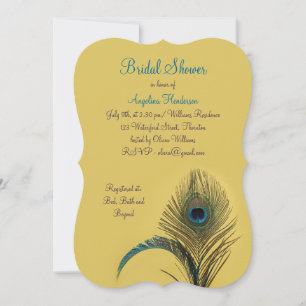 Elegant Peacock Bridal Shower (yellow) Invitation
