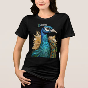 Elegant Peacock Close-Up – Women’s Artistic Tee