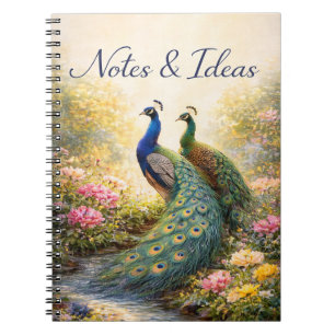 Elegant Peacock Couple Design   Aesthetic Nature  Notebook