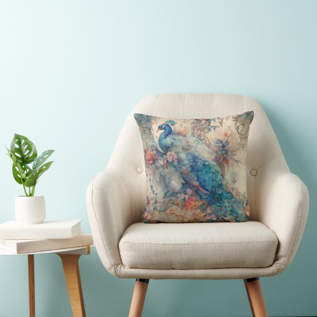 Elegant Peacock Cushion (Chair)