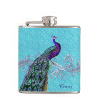 Elegant Peacock Custom Flask