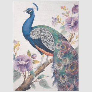 Elegant Peacock Decoupage Tissue Paper