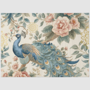 Elegant Peacock Decoupage  Tissue Paper