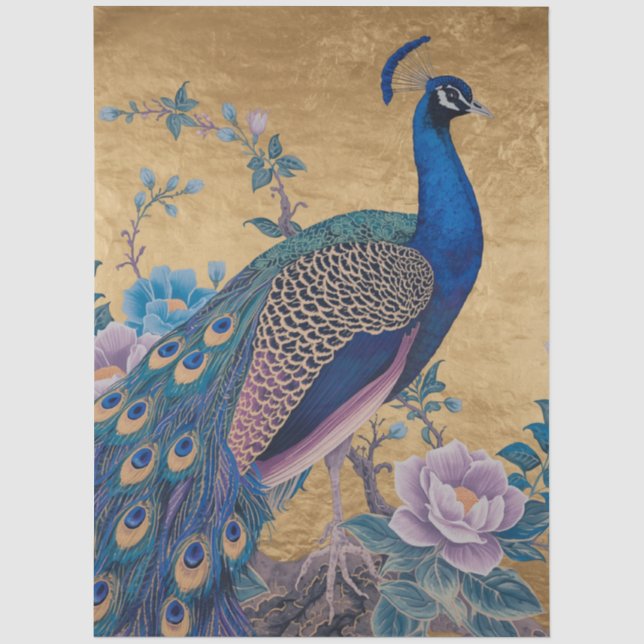 Elegant Peacock Decoupage  Tissue Paper (Front)