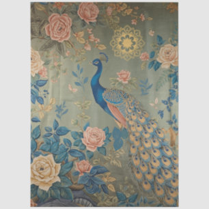 Elegant Peacock Decoupage Tissue Paper