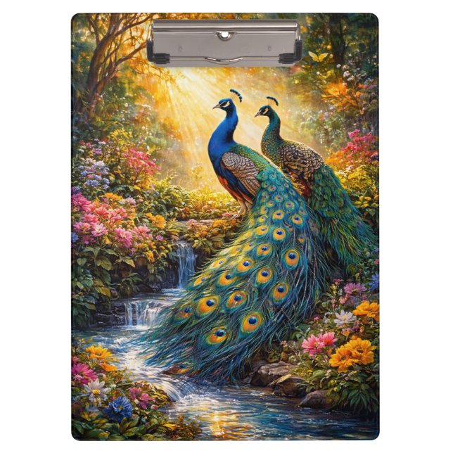 Elegant Peacock Design Clipboard | (Front)