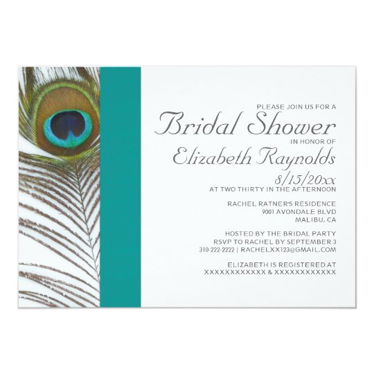 Elegant Peacock Feather Bridal Shower Invitations