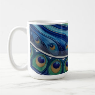 Elegant Peacock Feather Mandala Coffee Mug