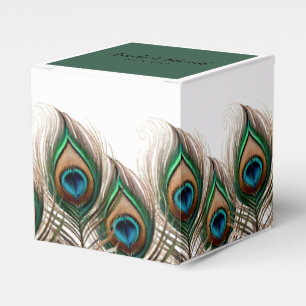 Elegant Peacock Feather Wedding Favour Box