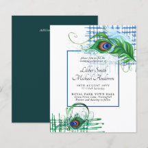 Elegant PEACOCK FEATHER Wedding Invite BUDGET