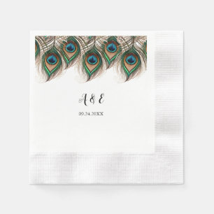 Elegant Peacock Feather Wedding Napkins