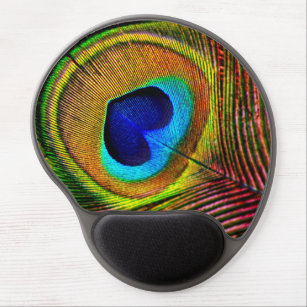 Elegant Peacock Feather With Heart Shaped Eye Gel Mouse Pad