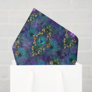 Elegant Peacock Feathers Tissue Paper