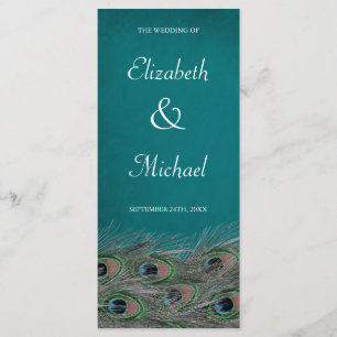 Elegant Peacock Feathers Wedding Program