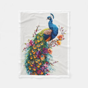 Elegant Peacock Floral Blanket