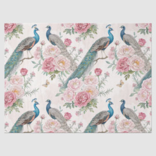 Elegant Peacock Floral Vintage (10) Tissue Paper