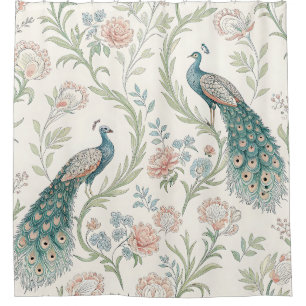 Elegant Peacock Floral Vintage (1) Shower Curtain