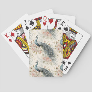 Elegant Peacock Floral Vintage (2) Playing Cards