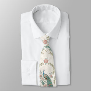 Elegant Peacock Floral Vintage (2) Tie