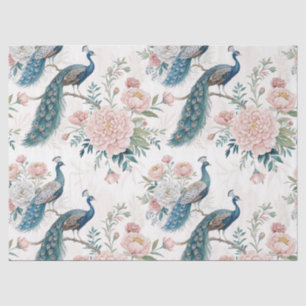 Elegant Peacock Floral Vintage (2) Tissue Paper