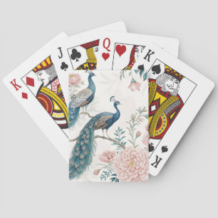 Elegant Peacock Floral Vintage (6) Playing Cards