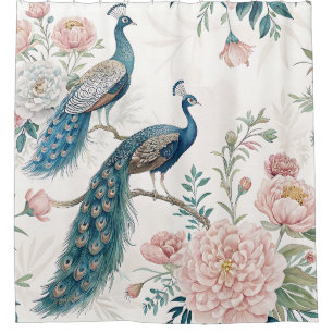 Elegant Peacock Floral Vintage (6) Shower Curtain