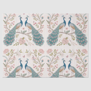 Elegant Peacock Floral Vintage (9) Tissue Paper