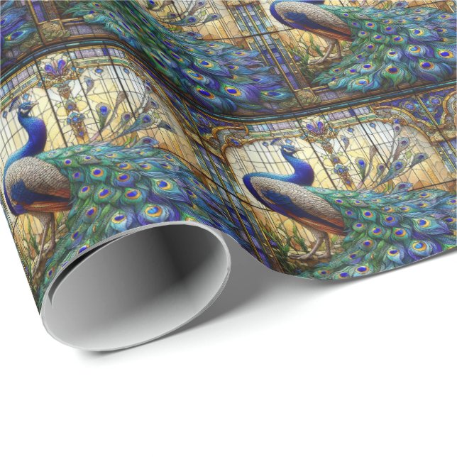 Elegant Peacock Gift Wrap Wrapping Paper (Roll Corner)