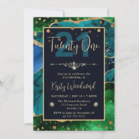 Elegant Peacock Glitter Agate Birthday Party