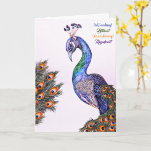 Elegant Peacock Graduation Folded Greeting Card