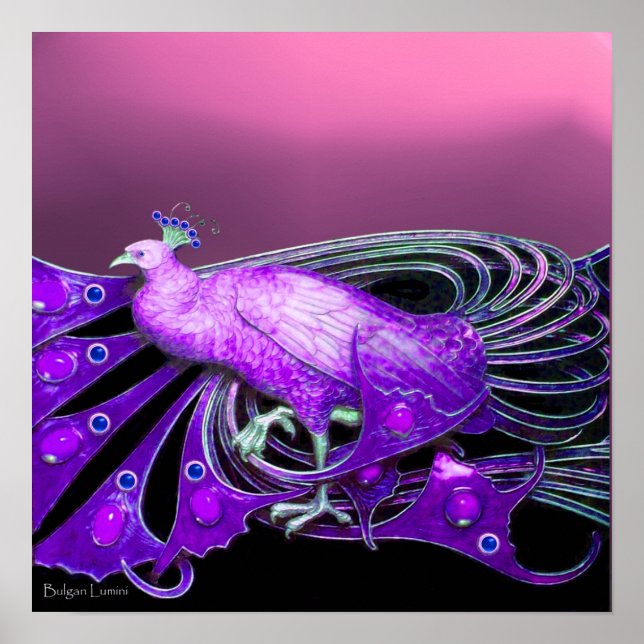 ELEGANT PEACOCK IN PINK PURPLE POSTER (Front)