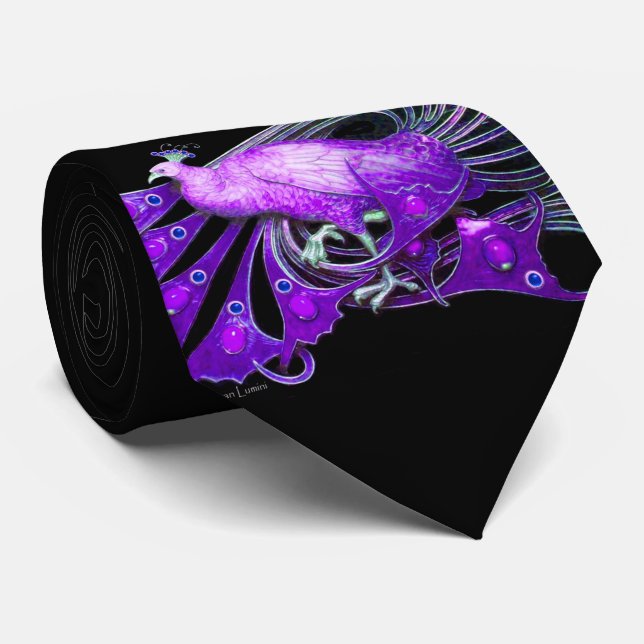 ELEGANT PEACOCK IN PURPLE AND BLACK TIE (Rolled)