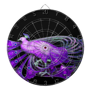 ELEGANT PEACOCK IN PURPLE DARTBOARD