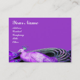 ELEGANT PEACOCK IN PURPLE VIOLET ,BLACK BUSINESS CARD