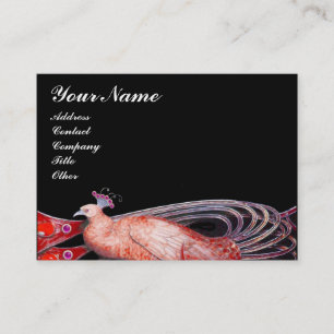 ELEGANT PEACOCK IN RED,BLACK BUSINESS CARD
