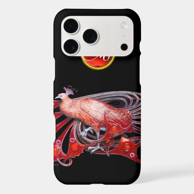 ELEGANT PEACOCK IN RED, RUBY MONOGRAM (Back)